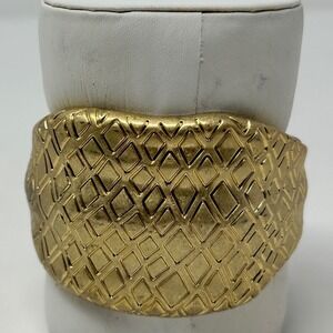 Gold Tone Geometric chunky Cuff Bracelet Statement Bangle Hinged Heidi‎ klum